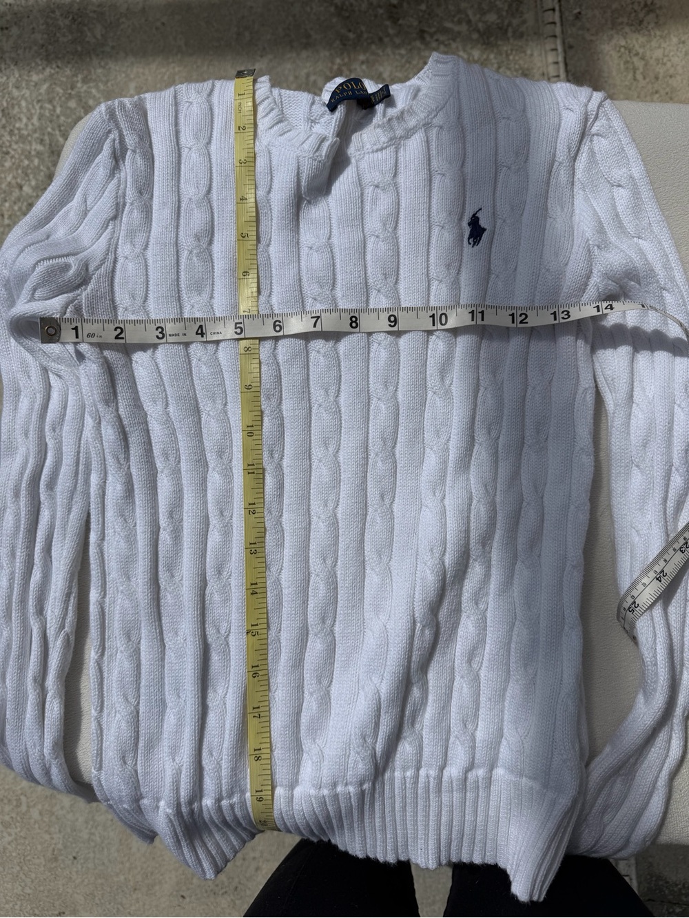 Ralph Lauren White Cable-Knit Crewneck Sweater - Picture 3 of 5